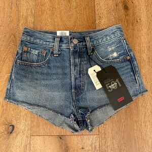 Levi's 501 Micro High Rise Women's Blue Denim Shorts Size 24 NEW